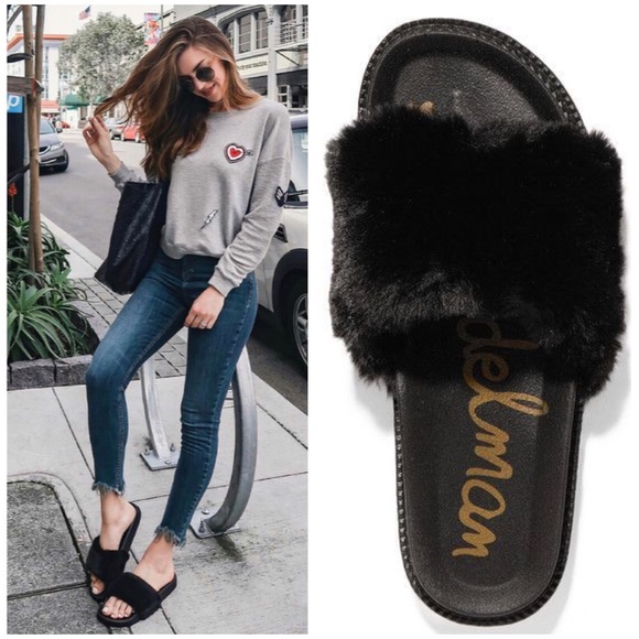sam edelman fuzzy slides